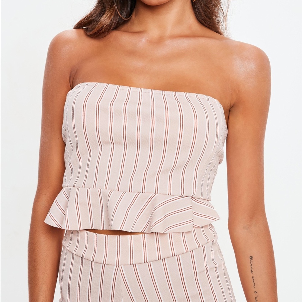 Missguided Pastel Bandeau Tie Back Crop